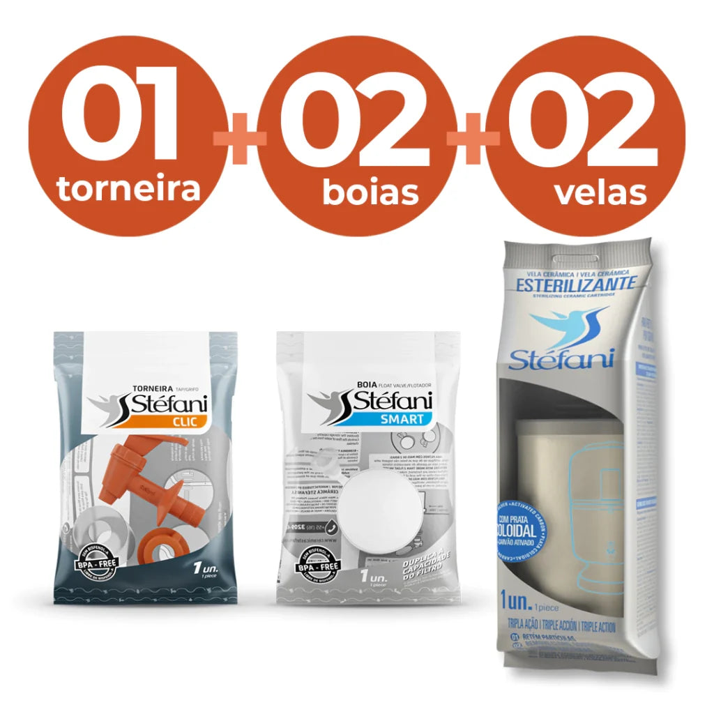 Combo 2 : 1 torneira + 2 velas esterilizante + 2 boias