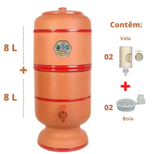 Filtro de Barro Santo Antônio - 8 litros - 2 velas