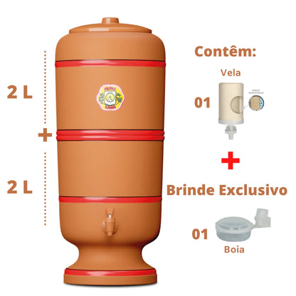 Filtro de Barro São Pedro - 2 litros - 1 vela
